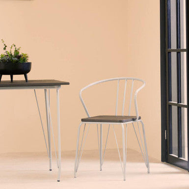 District Grey Metal And Elm Wood Armchair