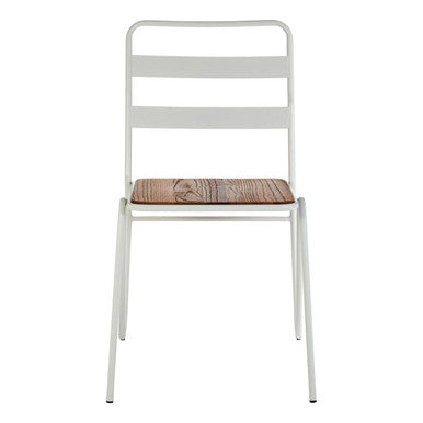 White Metal and Elm Wood Chair | District