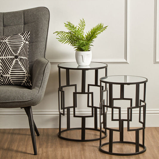 Avantis Set of 2 Square Design Black Tables