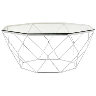 Allure Hexagon Tempered Glass Chrome Coffee Table