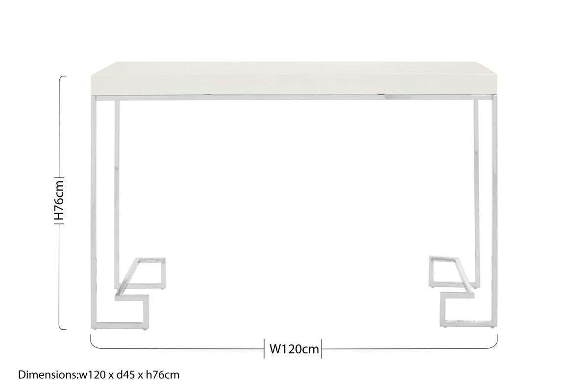 White High Gloss Wood Top Coffee Table with Silver Chrome Metal Leg | Allure