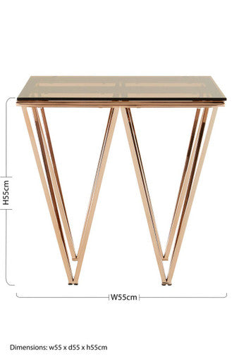 Allure Rose Gold Prismatic Legs End Table