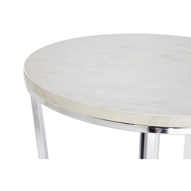 Allure Round White Faux Marble End Table