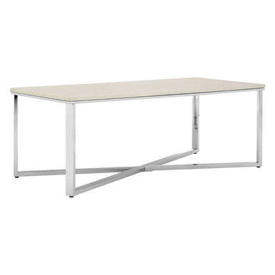 Allure White Faux Marble Chrome Coffee Table
