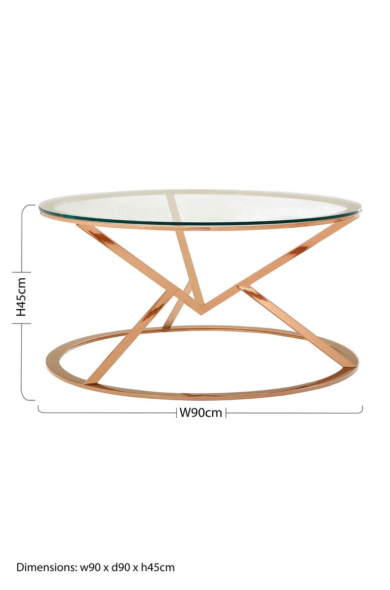 Allure Corseted Round Rose Gold Coffee Table