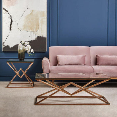 Allure Corseted Rose Gold Coffee Table