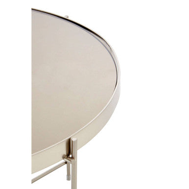 Allure Large Grey Mirror Round Side Table