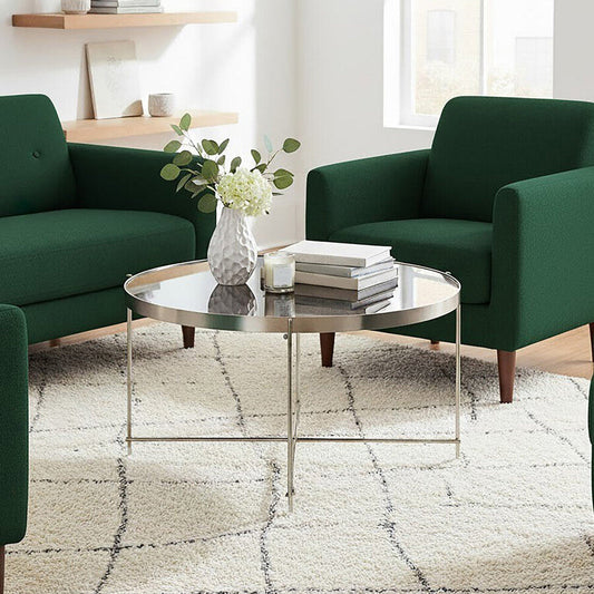 Allure Large Grey Mirror Round Side Table