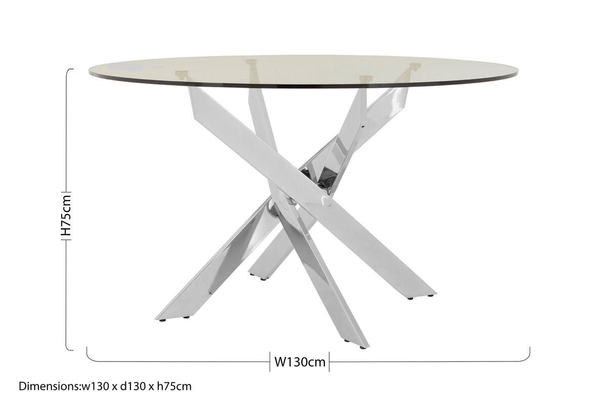 Allure Round Dining Table With Chrome Intersected Legs