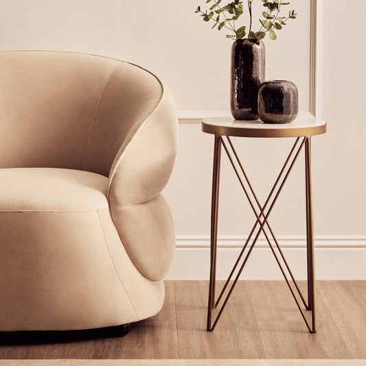 Shalimar Round Marble Top Side Table