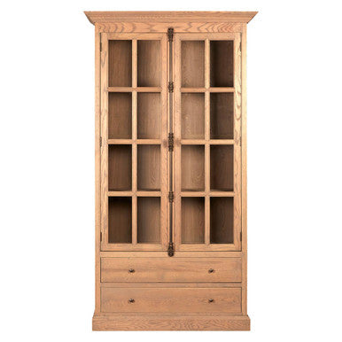 Washed Grey Finish Oak Wood Tall Cabinet | Lyon