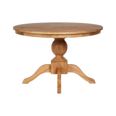 Brown Solid Natural Oak Wood Round Dining Table