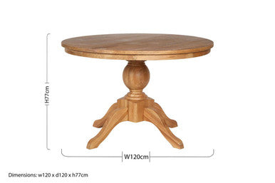 Brown Solid Natural Oak Wood Round Dining Table