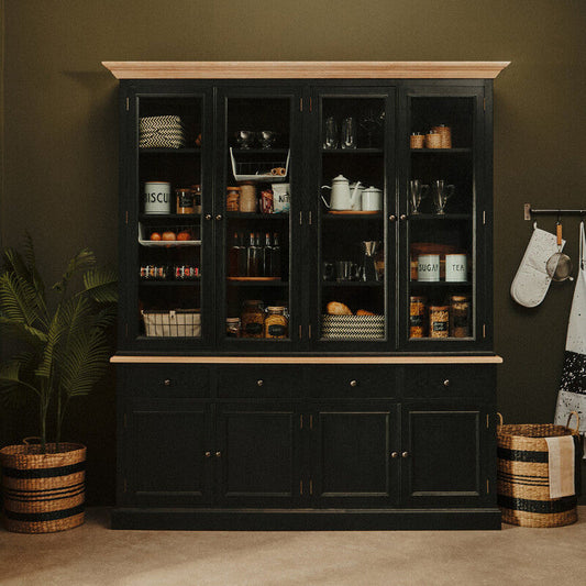 Lyon Black Oak Wood Large Cabinet