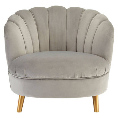 Orlina Grey Velvet Chair with Channel Tufting