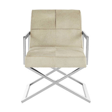 Kensington Townhouse Grey Hair on Leather Chair with Stainless Steel Frame