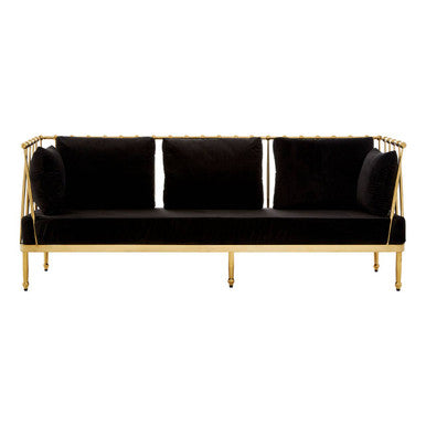 3 Seater Gold Finish Tapered Arms Sofa | Novo