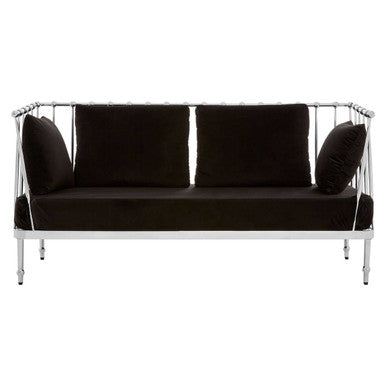 2 Seater Silver Finish Tapered Arms Sofa | Novo