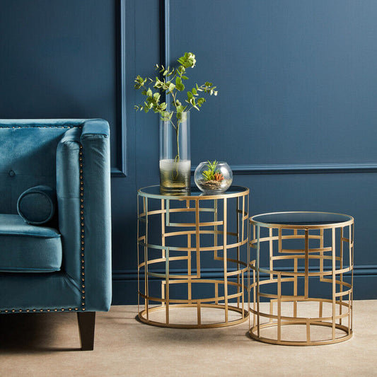 Avantis Set Of 2 Champagne Finish Side Tables