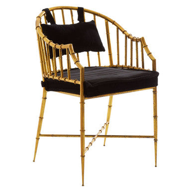 Monroe Gold Velvet Armchair with Metal Frame