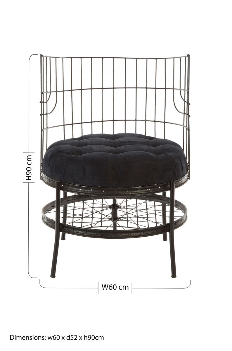 Mantis Black Fabric Chair with Button Tufting