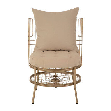 Mantis Champagne Gold Fabric Chair with Button Tufting