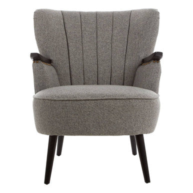 Hampstead Grey Fabric Armchair with Channel Tufted Backrest