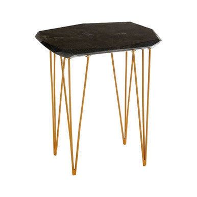 Relic Small Black Marble Top Side Table