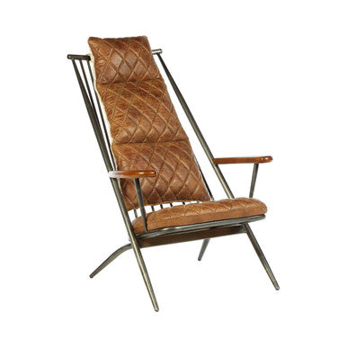 Hoxton Light Brown Leather Quilted High Back Chair
