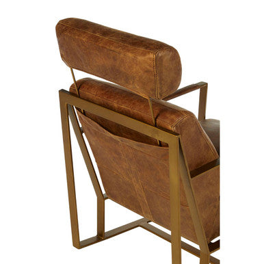 Hoxton Light Brown Leather Lounge Chair With Iron Frame