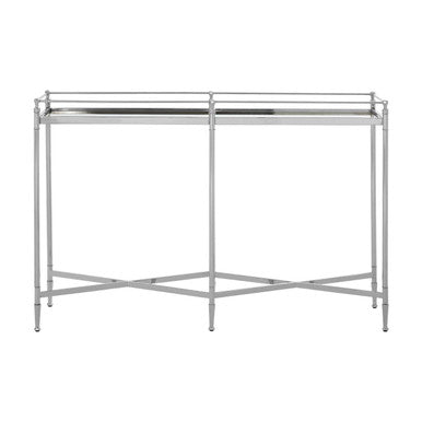 Mirrored Glass Console Table with Silver Cross Frame | Zach