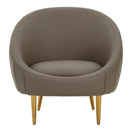 Lagero Brown Leather Effect Cocoon Chair with Channel Tufting