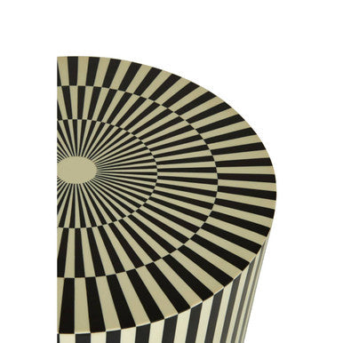Hassa Ivory And Black Resin Table And Stool