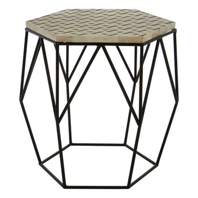 Harlo Ivory and Black Hexagon Side Table