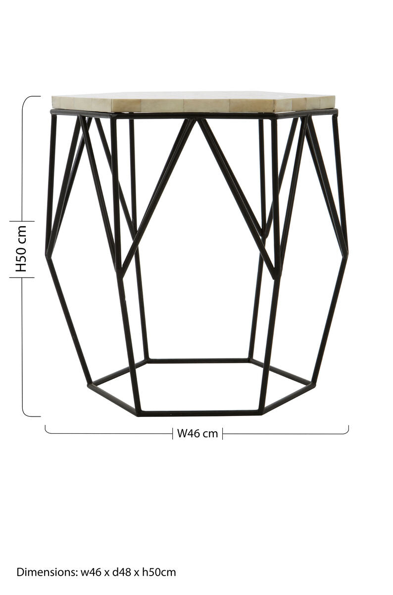 Harlo Ivory and Black Hexagon Side Table