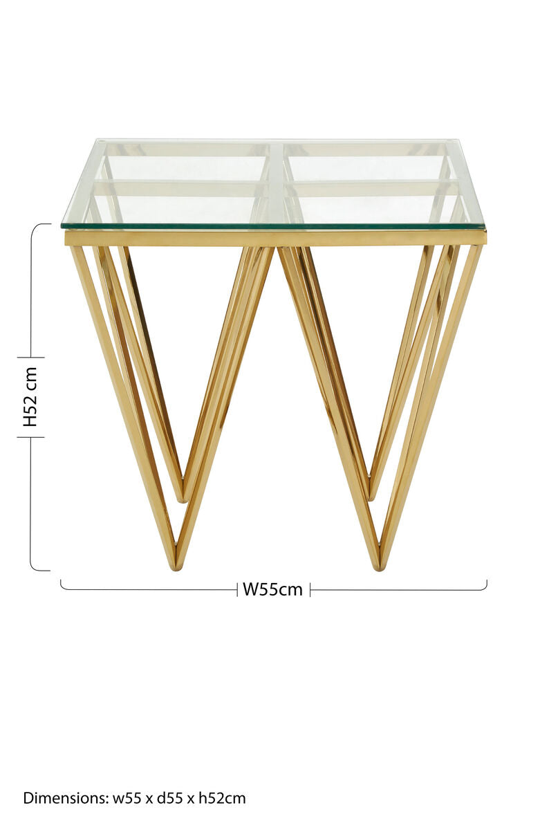 Allure Glass and Gold Finish Side Table
