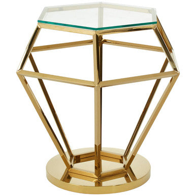 Allure Small Gold Finish Diamond End Table