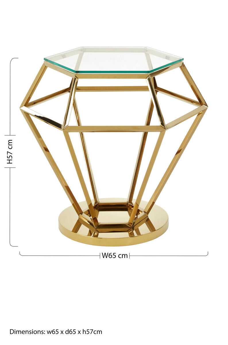 Allure Small Gold Finish Diamond End Table