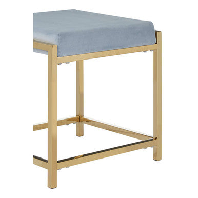 Allure Powder Blue Velvet Stool with Gold Stainless Steel Frame