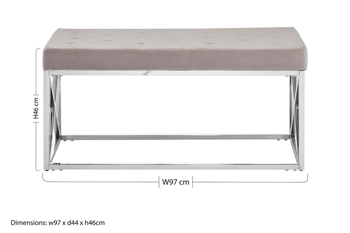 Allure Mink Velvet Bench with Smooth Finish