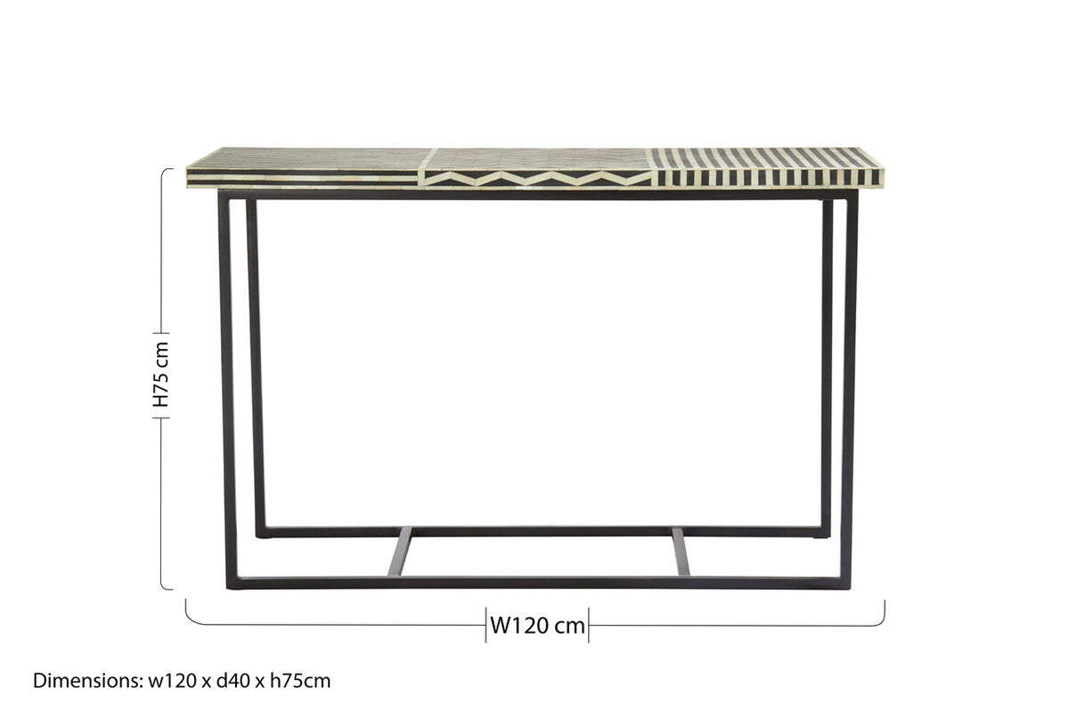Boho Mango Wood with Bone Inlay Console Table