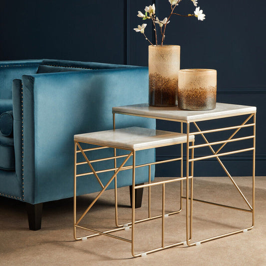Avantis Marble Set Of 2 Square Nesting Tables