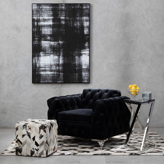 Madina Black Velvet Modern Chesterfield Chair