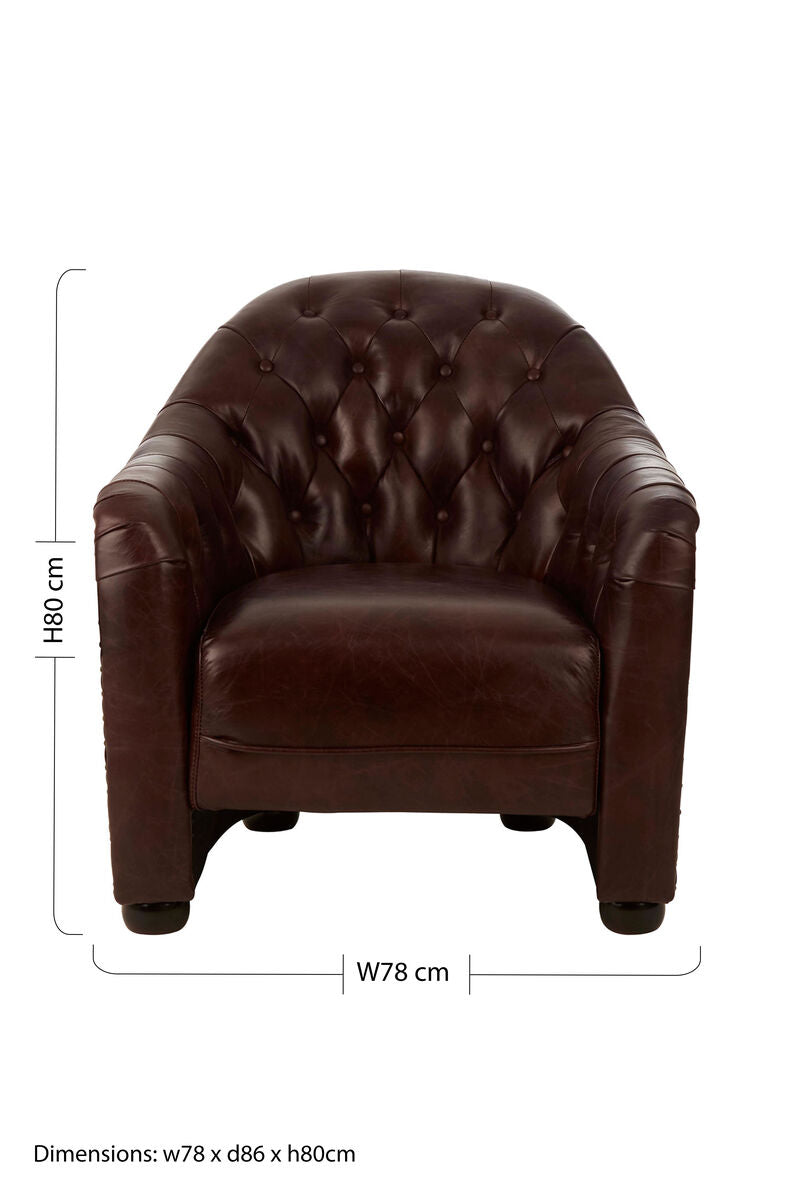 Victor Brown Leather Tub Chair
