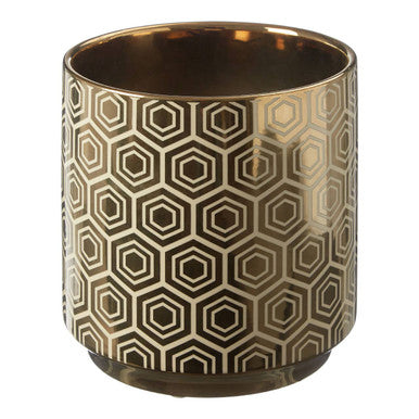 Hexa Small Gold and Cream Ceramic Planter