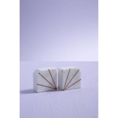 Sena White Marble and Gold Bookends
