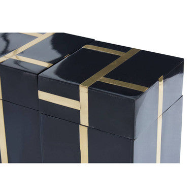 Odell Black and Gold Set of 3 Jars with Tray