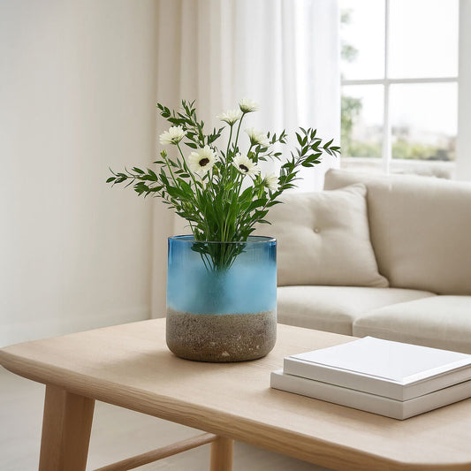 Chiara Small Blue Sand Effect Vase