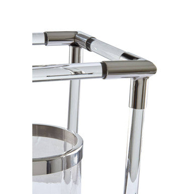 Small Candle Holder in Silver Finish and Acrylic | Lucita