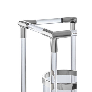 Large Candle Holder in Silver Finish and Acrylic | Lucita